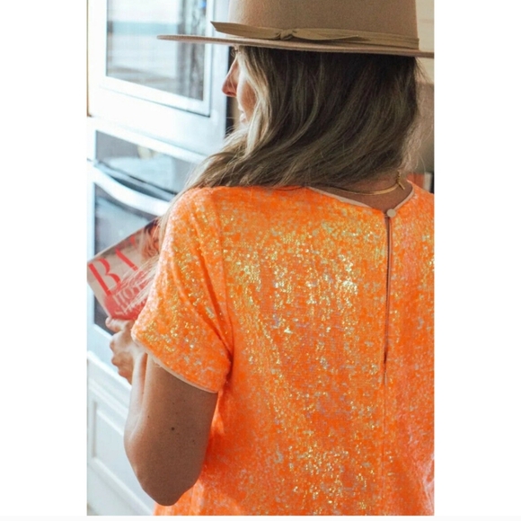 NWT J. Crew Orange Sequin Statement Dress Size 10 - Picture 4 of 9